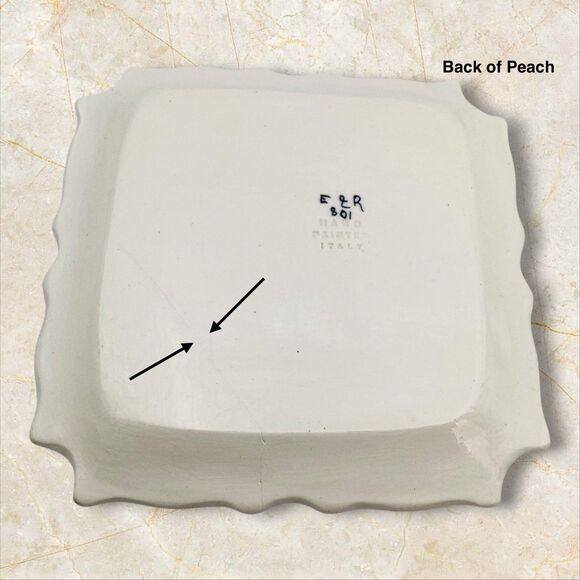 Italian Hand Painted 7in Fruit Designs Salad Plates Dip Bowls Set 4 Vintage - Picture 10 of 11